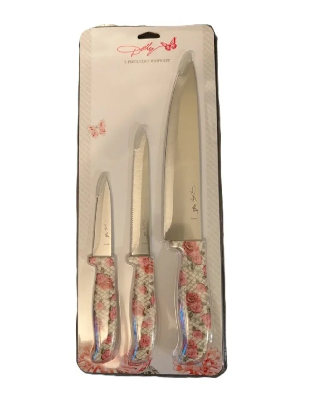 Dolly Parton Kitchen Knife Set 3pc Stainless Steel